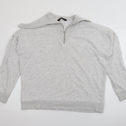 F&F Womens Grey High Neck  Cotton Pullover Jumper Size 16