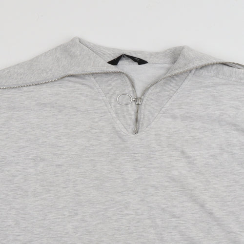 F&F Womens Grey High Neck  Cotton Pullover Jumper Size 16
