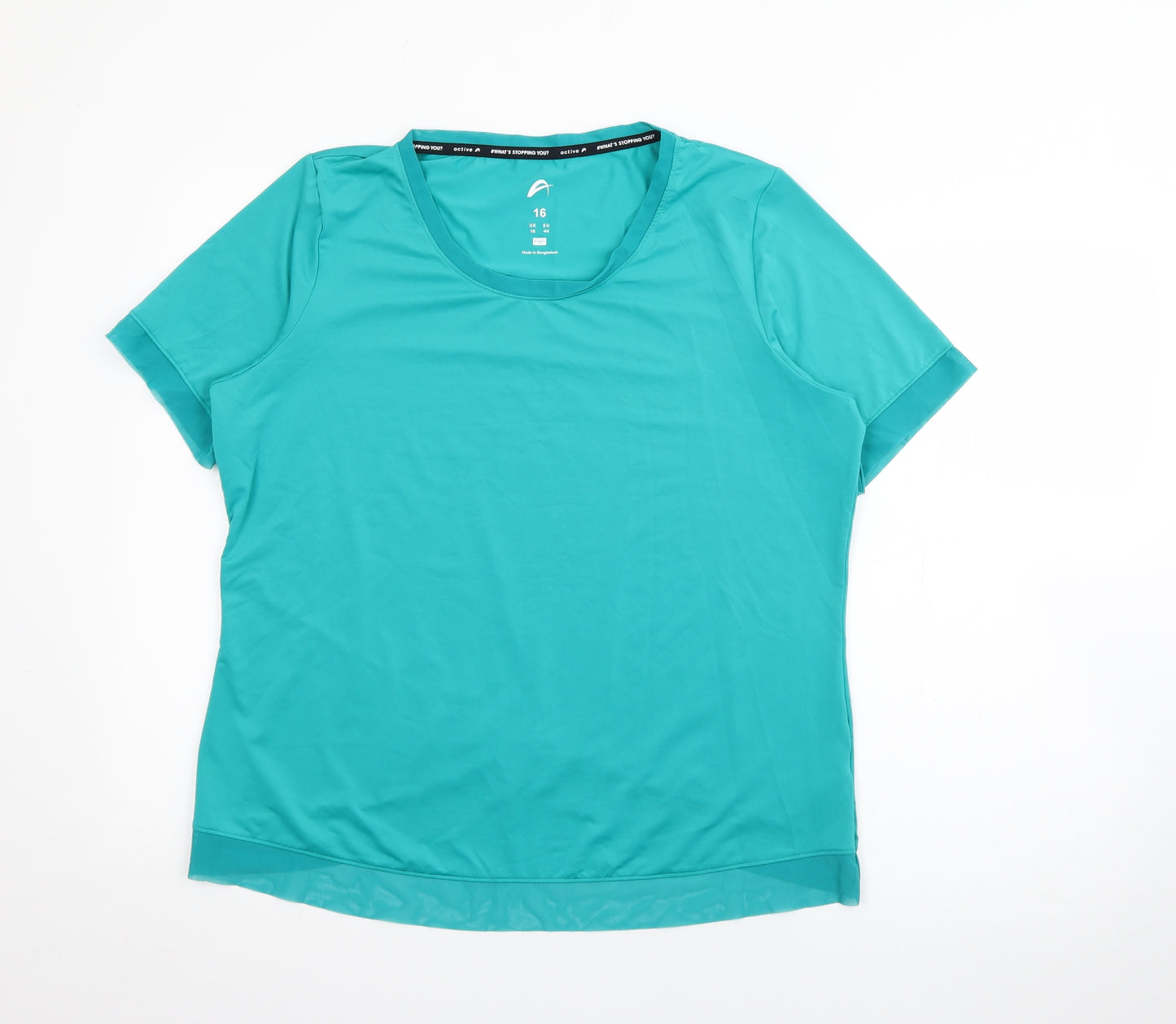 F&F Womens Blue  Polyester Pullover T-Shirt Size 16 Crew Neck