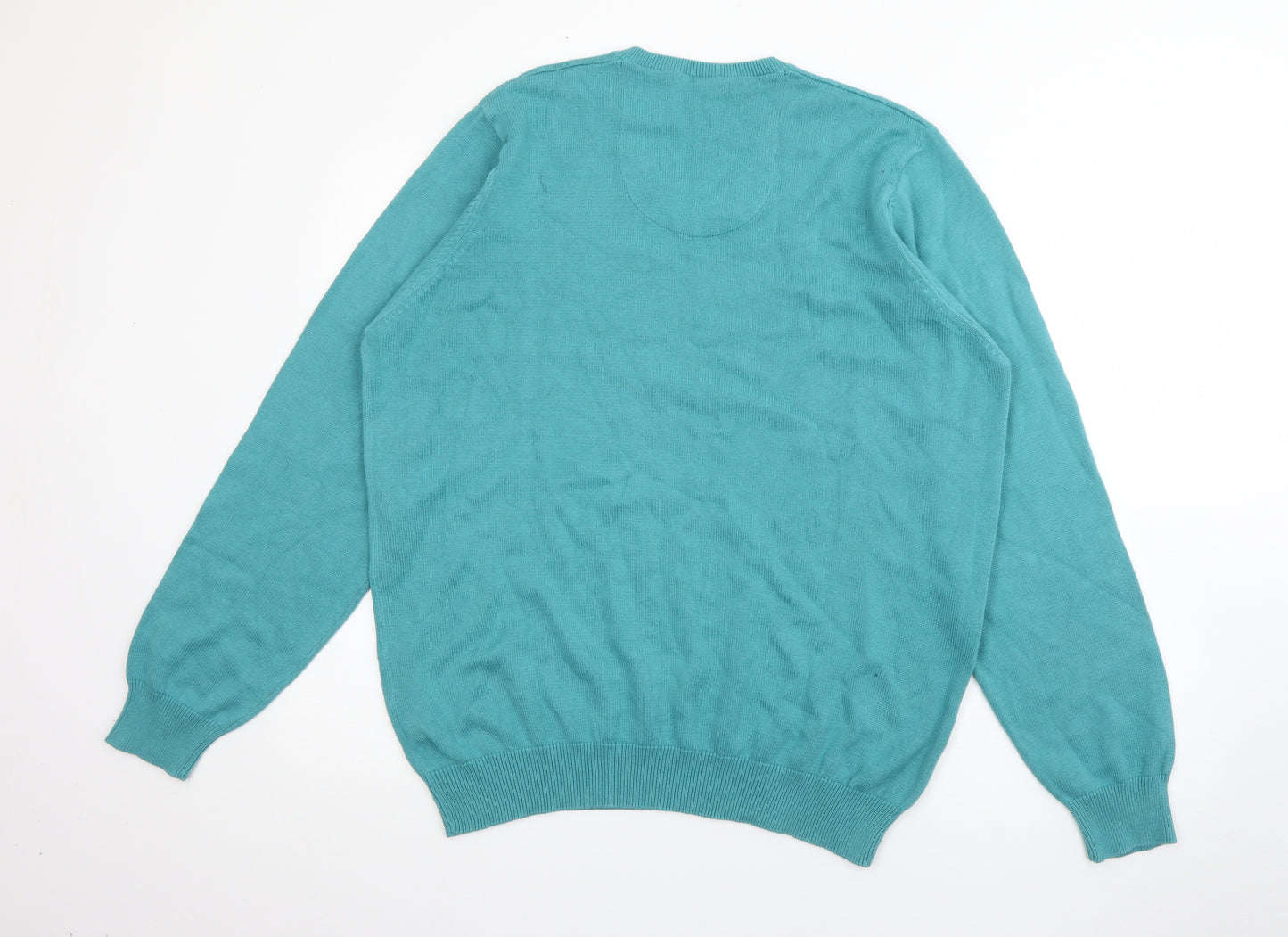 Blue Harbour Mens Blue V-Neck  Cotton Pullover Jumper Size L