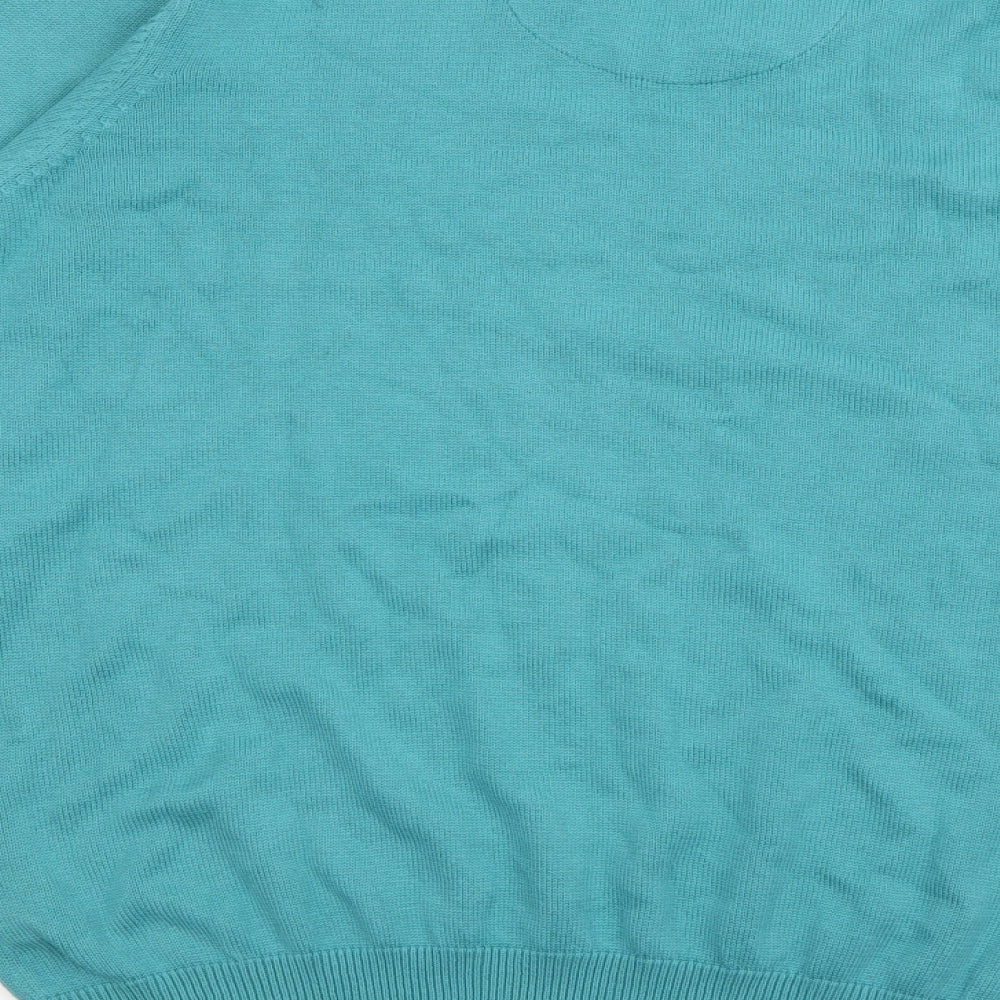 Blue Harbour Mens Blue V-Neck  Cotton Pullover Jumper Size L
