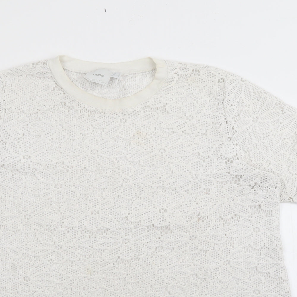 ASOS Womens White Crew Neck  Polyester Pullover Jumper Size 12