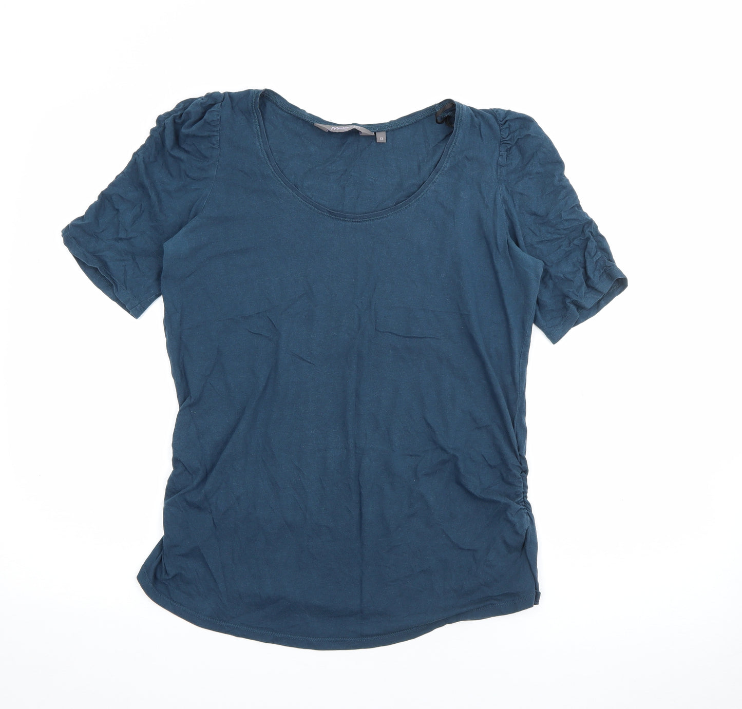 New Look Womens Blue  Cotton Basic T-Shirt Size 12 Scoop Neck