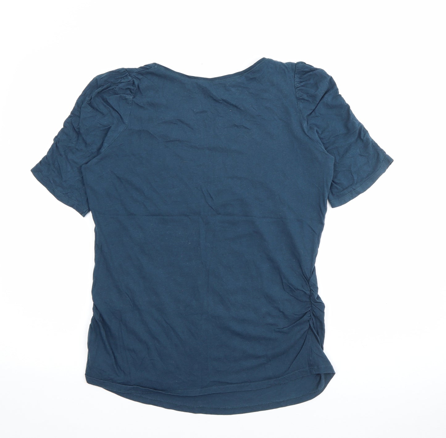 New Look Womens Blue  Cotton Basic T-Shirt Size 12 Scoop Neck