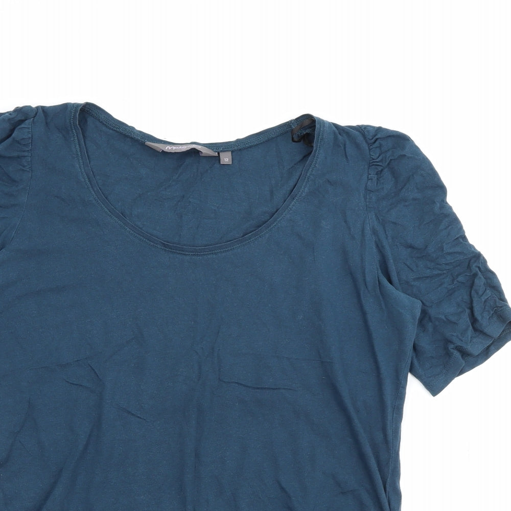 New Look Womens Blue  Cotton Basic T-Shirt Size 12 Scoop Neck