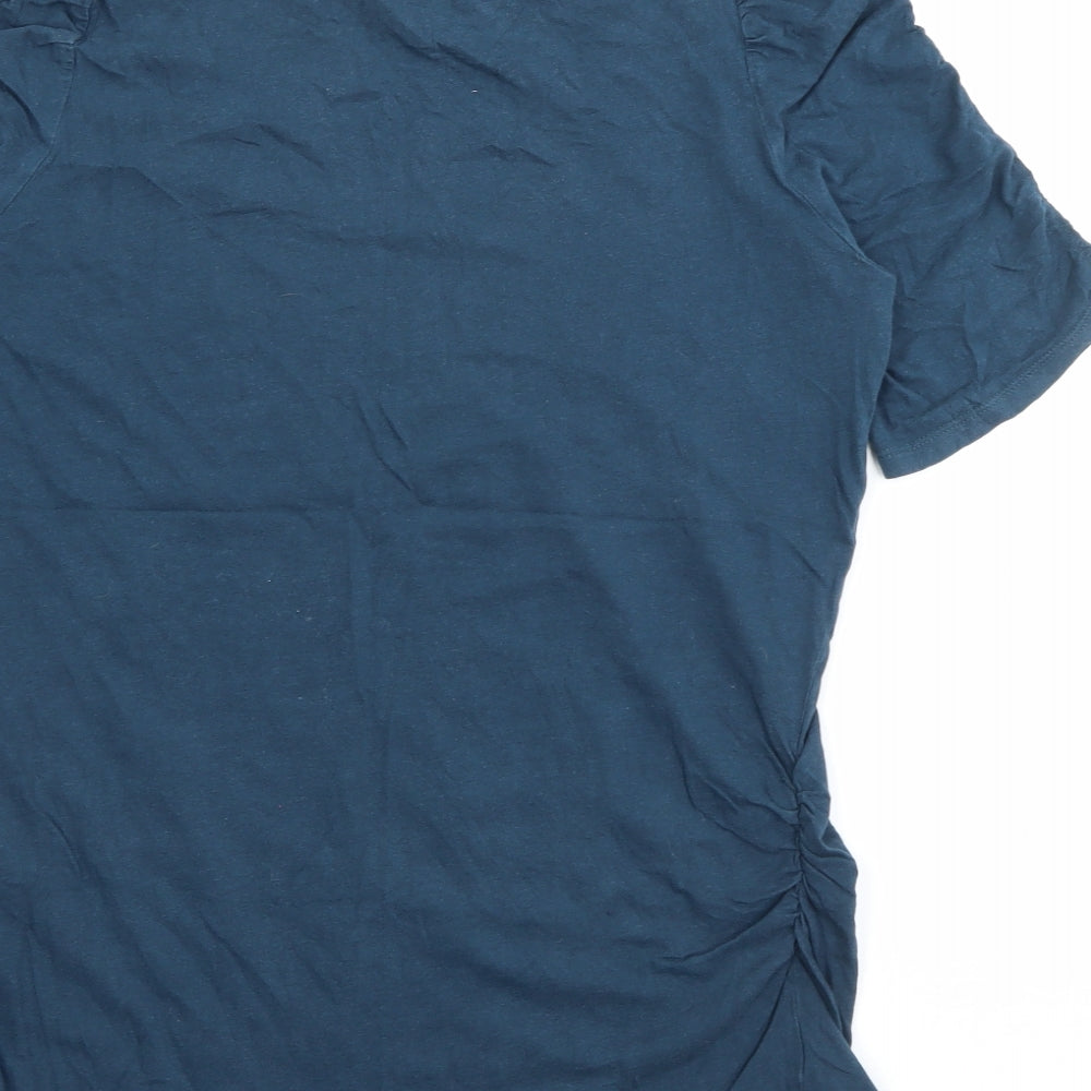 New Look Womens Blue  Cotton Basic T-Shirt Size 12 Scoop Neck