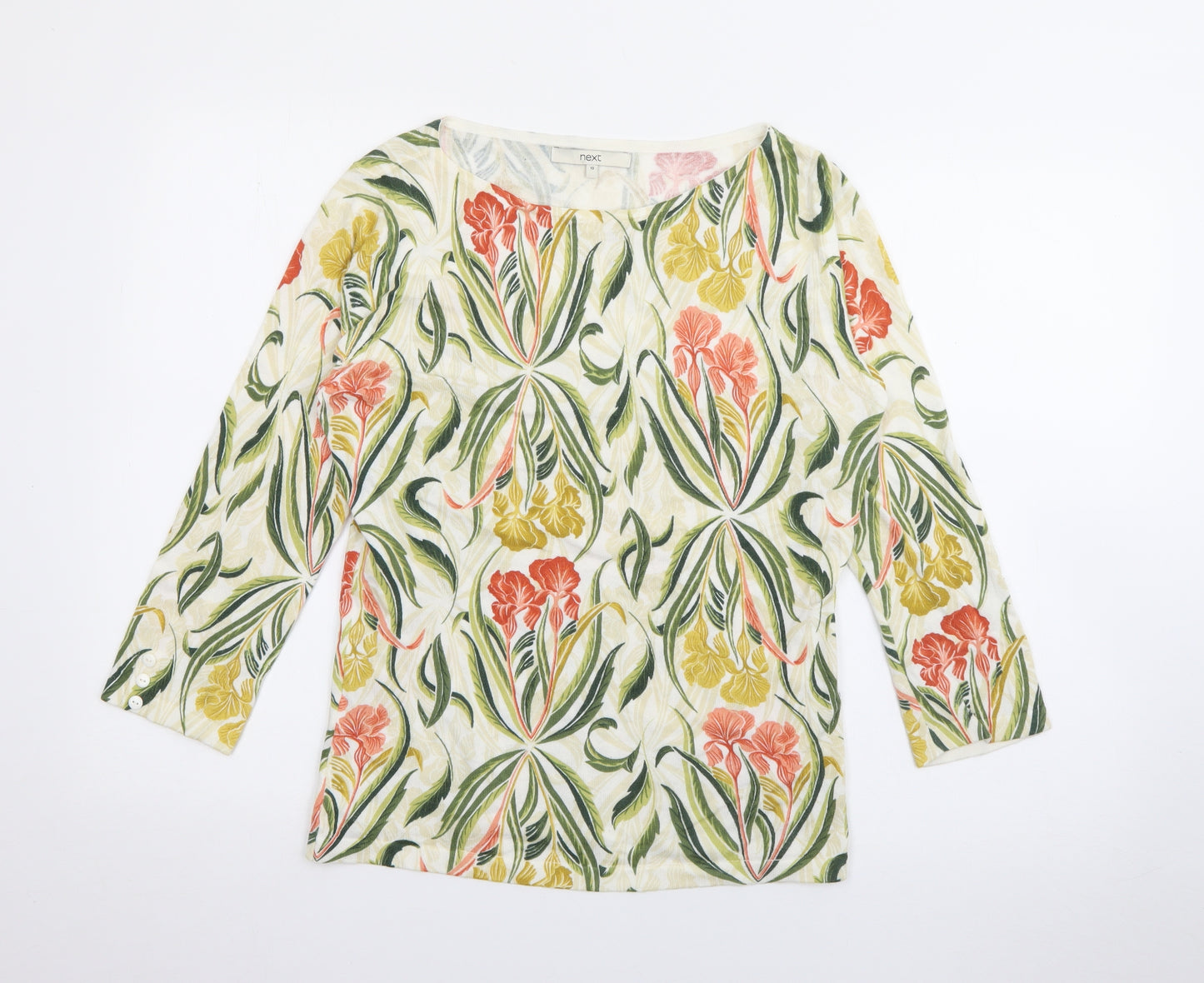 NEXT Womens Multicoloured Boat Neck Floral Cotton Pullover Jumper Size 10