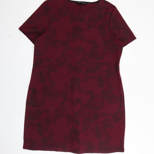 Dorothy Perkins Womens Purple Geometric Polyester Jumper Dress  Size 14  Round Neck