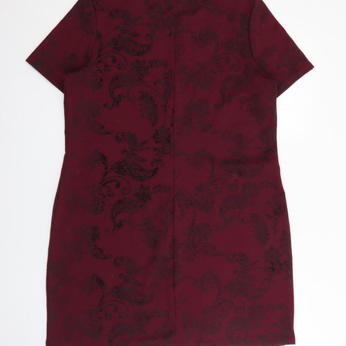 Dorothy Perkins Womens Purple Geometric Polyester Jumper Dress  Size 14  Round Neck