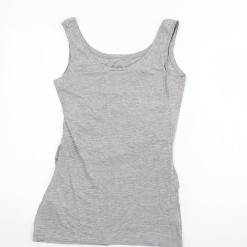 New Look Womens Grey  Cotton Camisole Tank Size 10 Scoop Neck