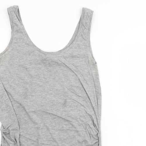 New Look Womens Grey  Cotton Camisole Tank Size 10 Scoop Neck