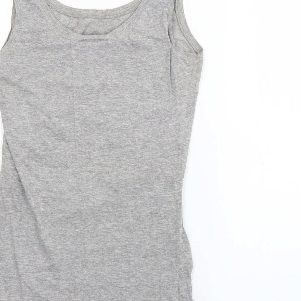 New Look Womens Grey  Cotton Camisole Tank Size 10 Scoop Neck
