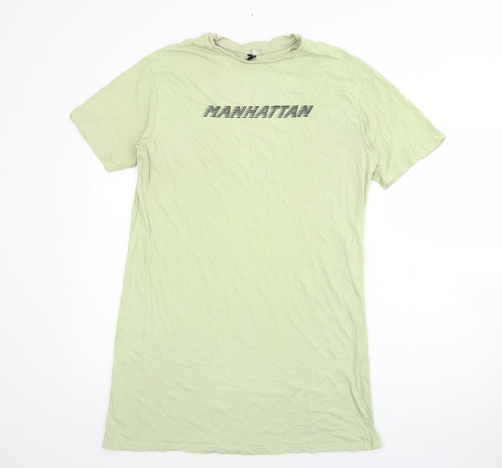 H&M Womens Green  Cotton T-Shirt Dress  Size XS  Crew Neck