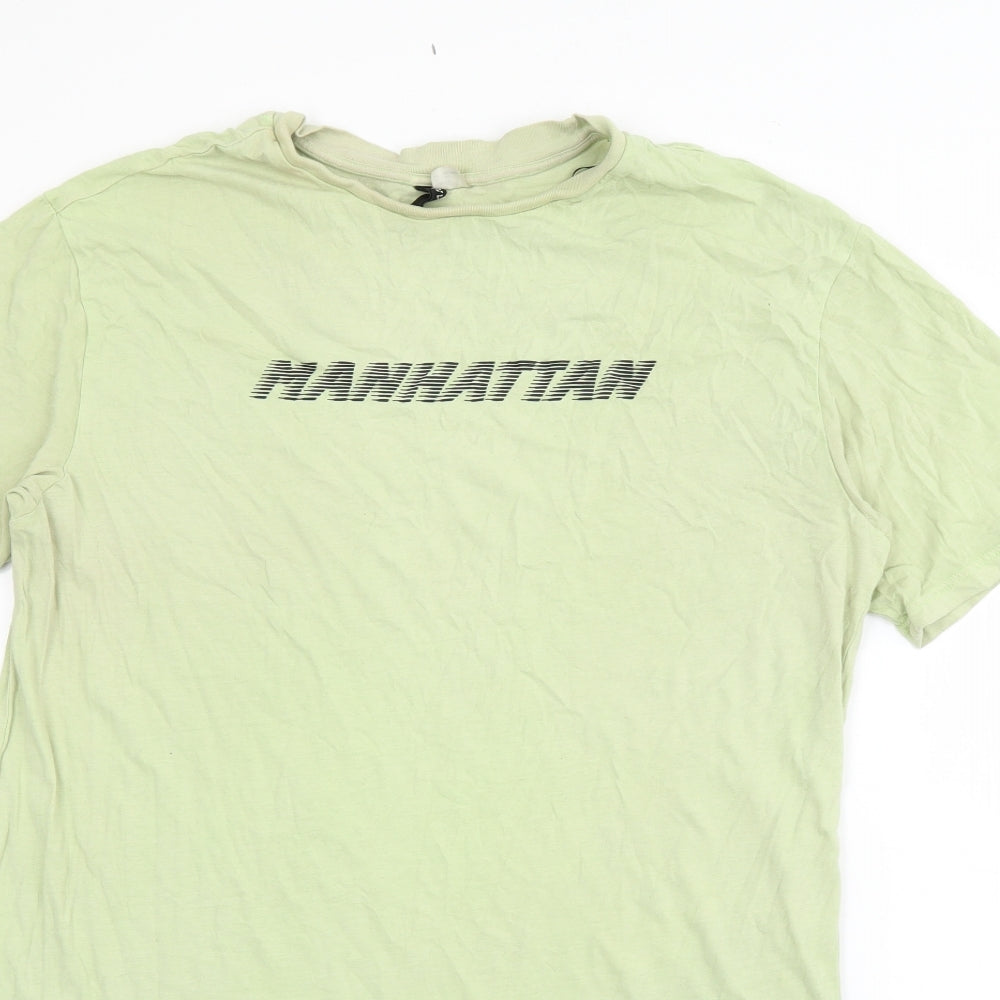 H&M Womens Green  Cotton T-Shirt Dress  Size XS  Crew Neck