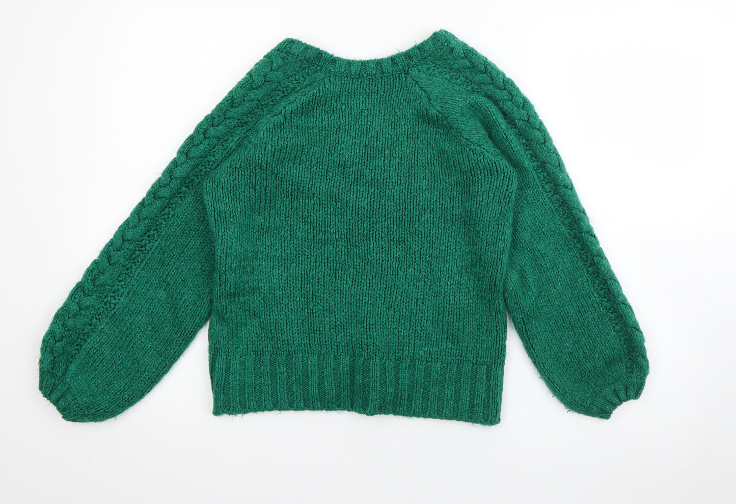 Miss Selfridge Womens Green V-Neck  Acrylic Pullover Jumper Size 8