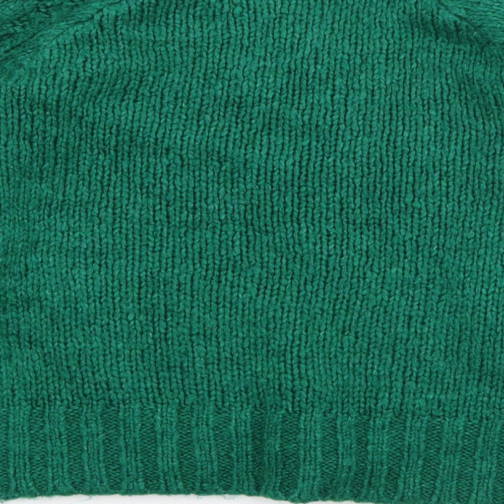 Miss Selfridge Womens Green V-Neck  Acrylic Pullover Jumper Size 8