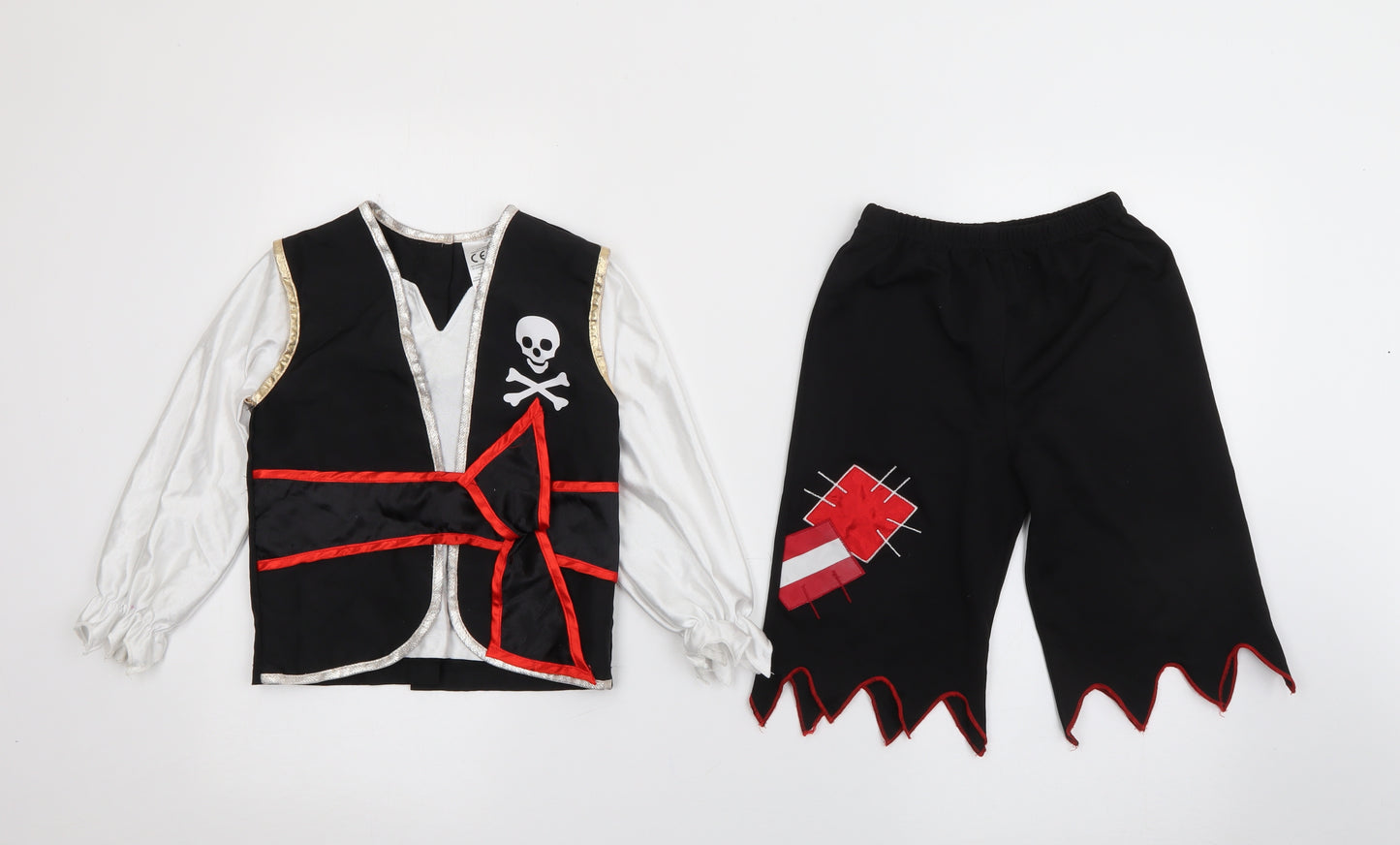 Preworn Boys Black V-Neck  Polyester Pullover Jumper Size 3-4 Years   - Pirate Fancy Dress