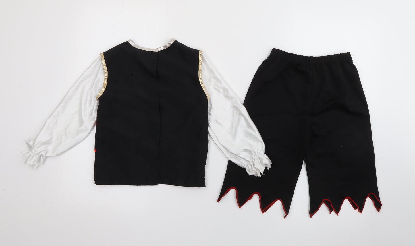 Preworn Boys Black V-Neck  Polyester Pullover Jumper Size 3-4 Years   - Pirate Fancy Dress