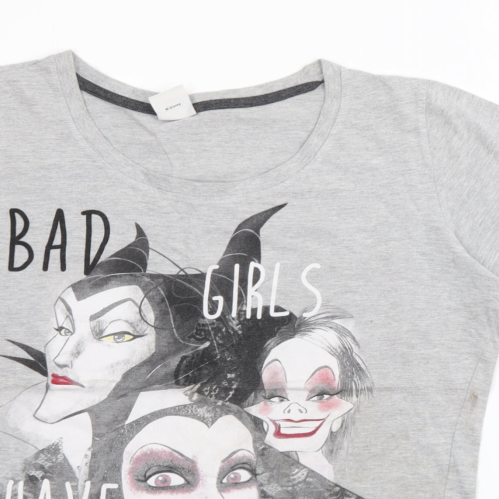Dunnes Stores Womens Grey  Cotton Basic T-Shirt Size 16 Crew Neck - Disney Villains
