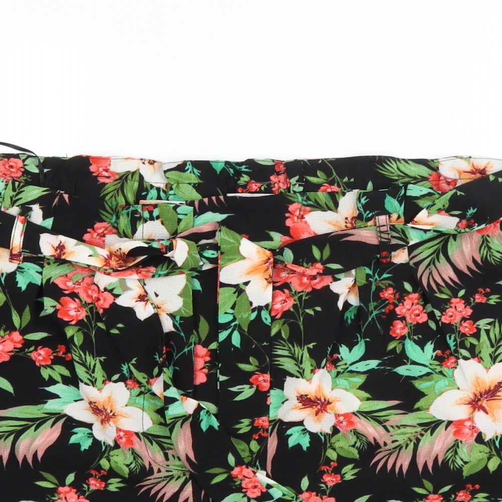 Peacocks Womens Black Floral Polyester Bermuda Shorts Size 16  Regular