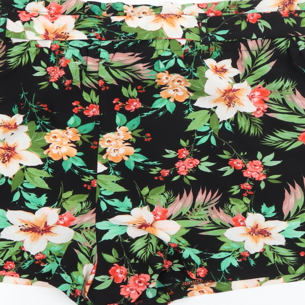 Peacocks Womens Black Floral Polyester Bermuda Shorts Size 16  Regular