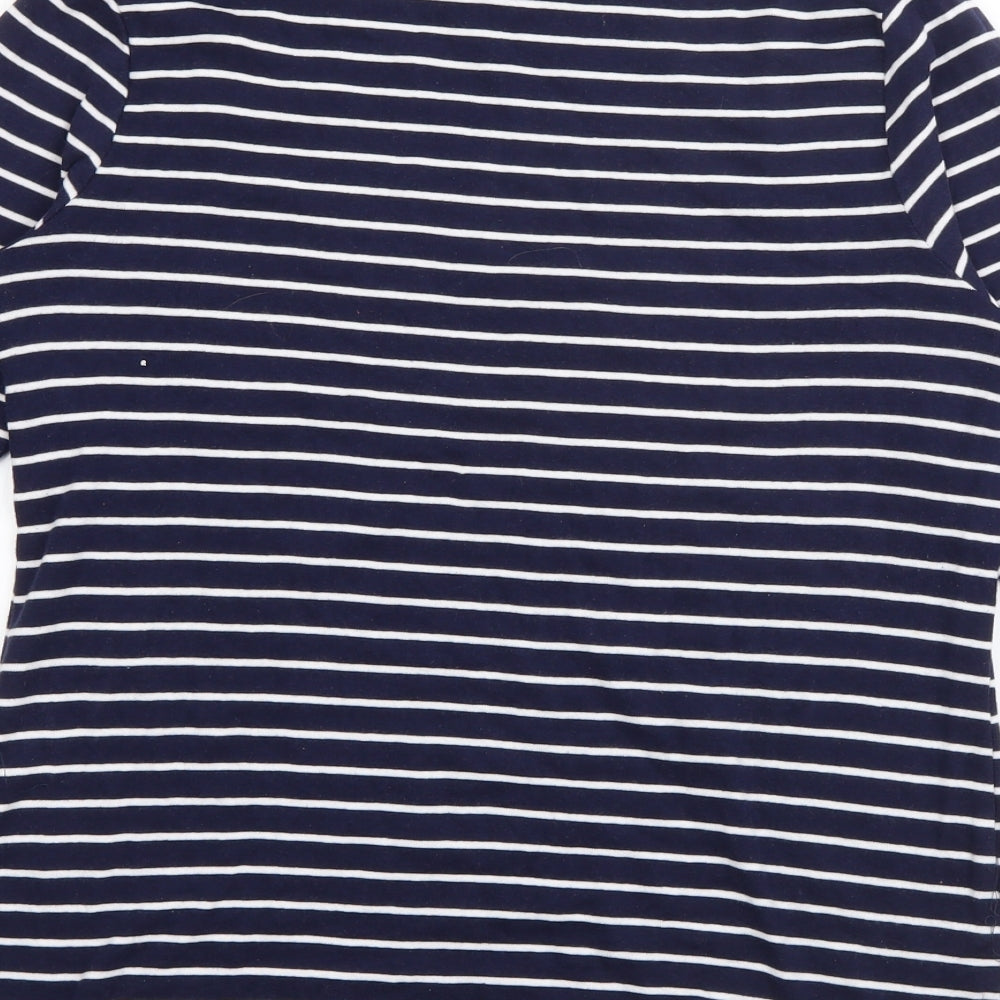 Peacocks Womens Blue Boat Neck Striped Cotton Pullover Jumper Size 12
