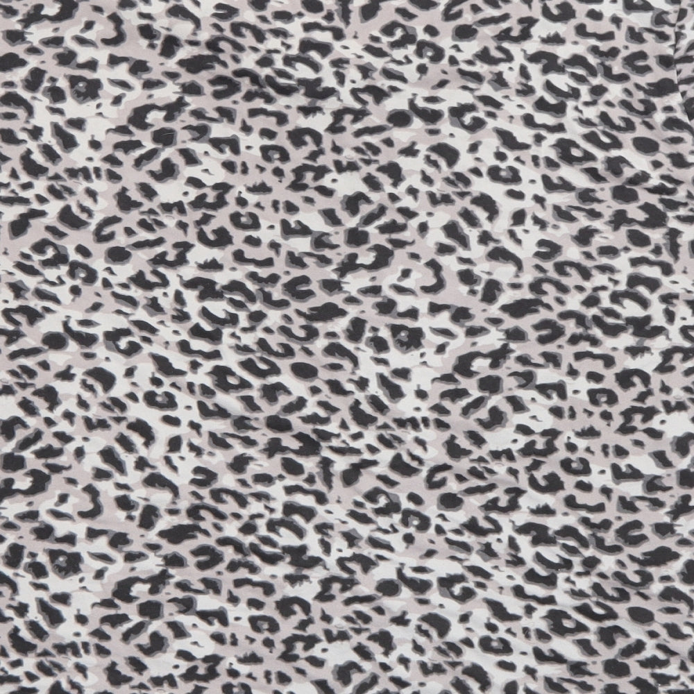 Peacocks Womens Grey Animal Print Polyester  T-Shirt Size 14 V-Neck