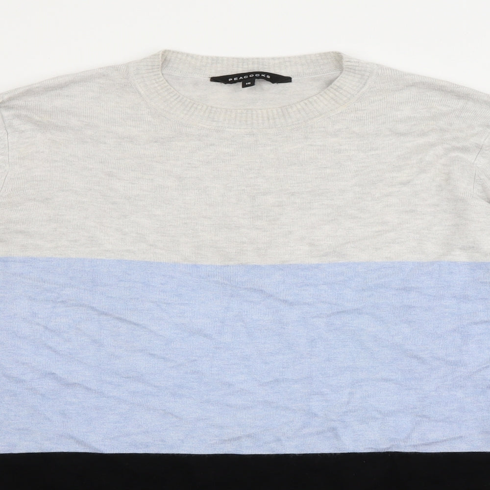 Peacocks Womens Multicoloured Crew Neck  Viscose Pullover Jumper Size 16