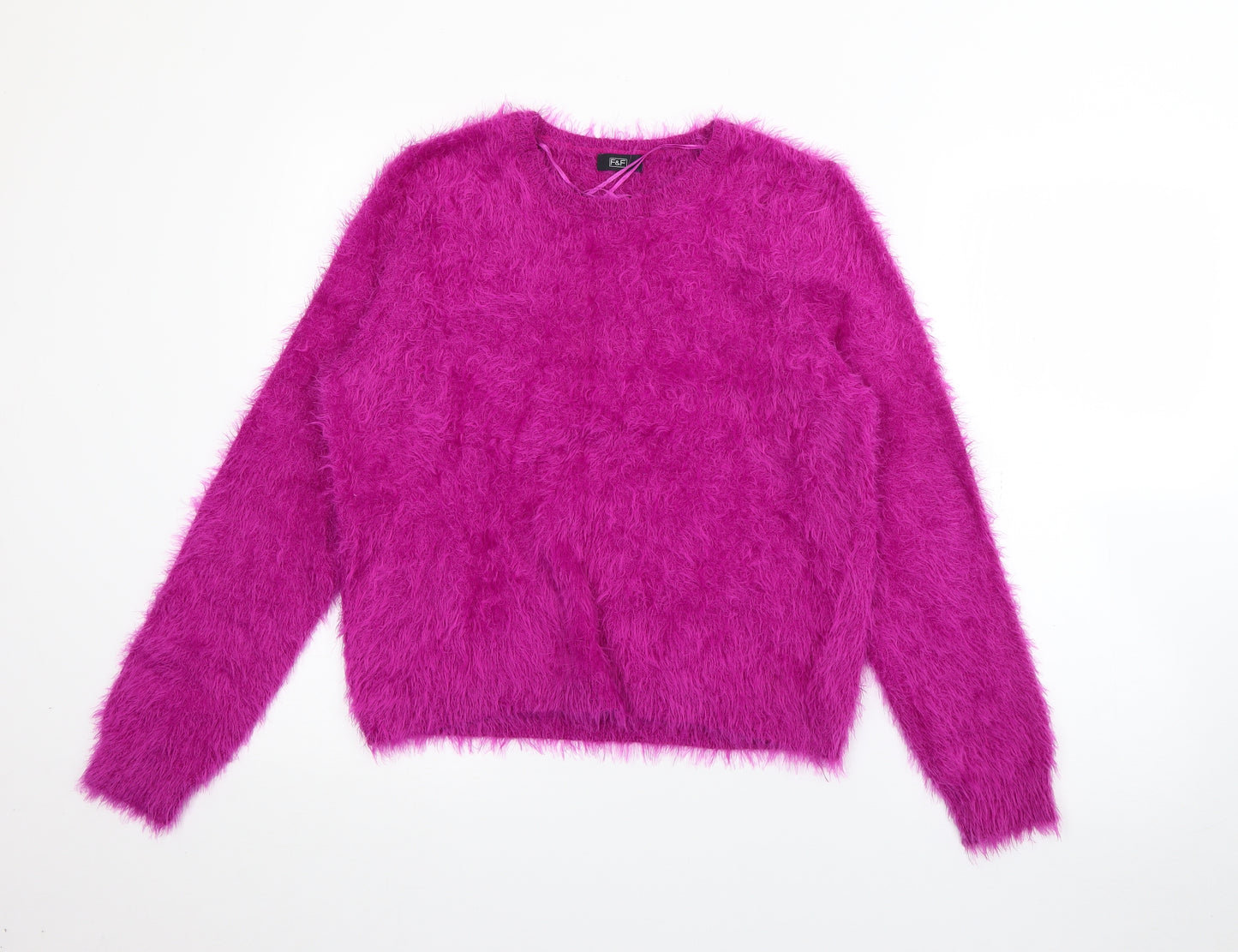 F&F Womens Purple Crew Neck  Nylon Pullover Jumper Size 18