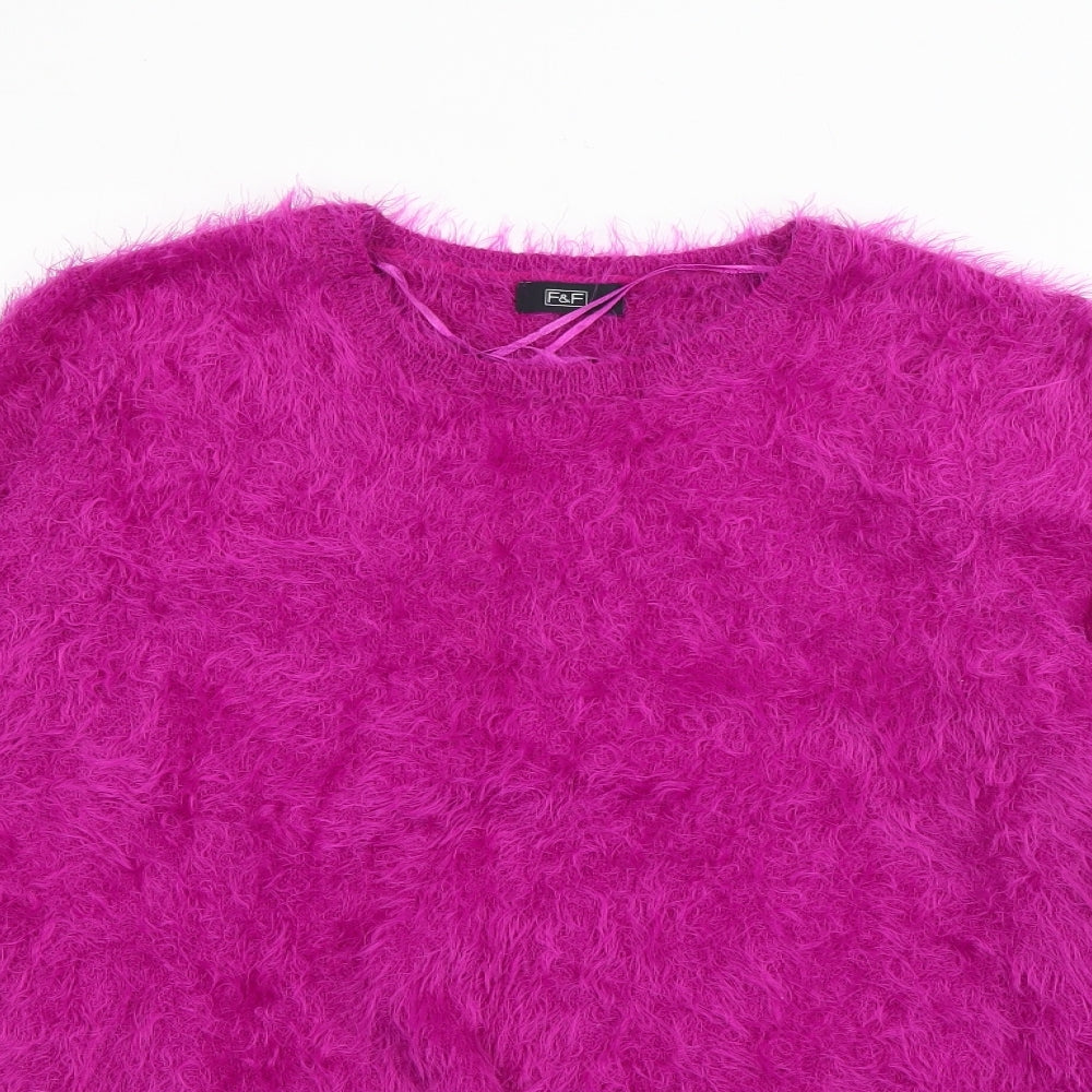 F&F Womens Purple Crew Neck  Nylon Pullover Jumper Size 18