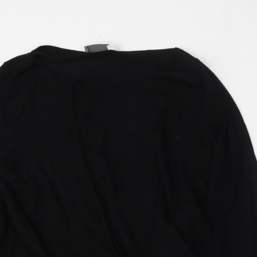Mint Velvet Womens Black Round Neck  Wool Pullover Jumper Size 18
