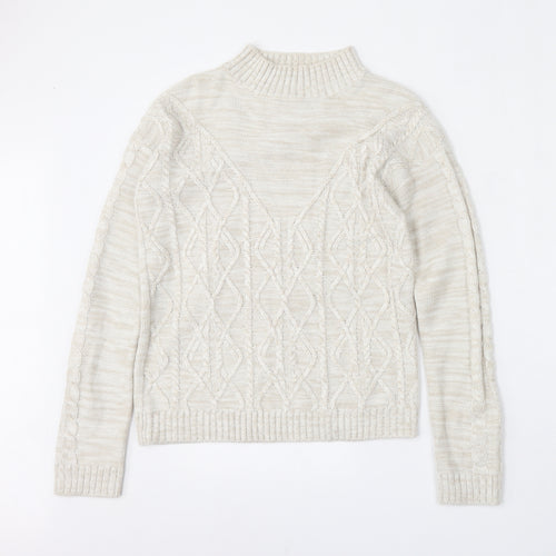 Matalan Womens Beige Round Neck  Acrylic Pullover Jumper Size S