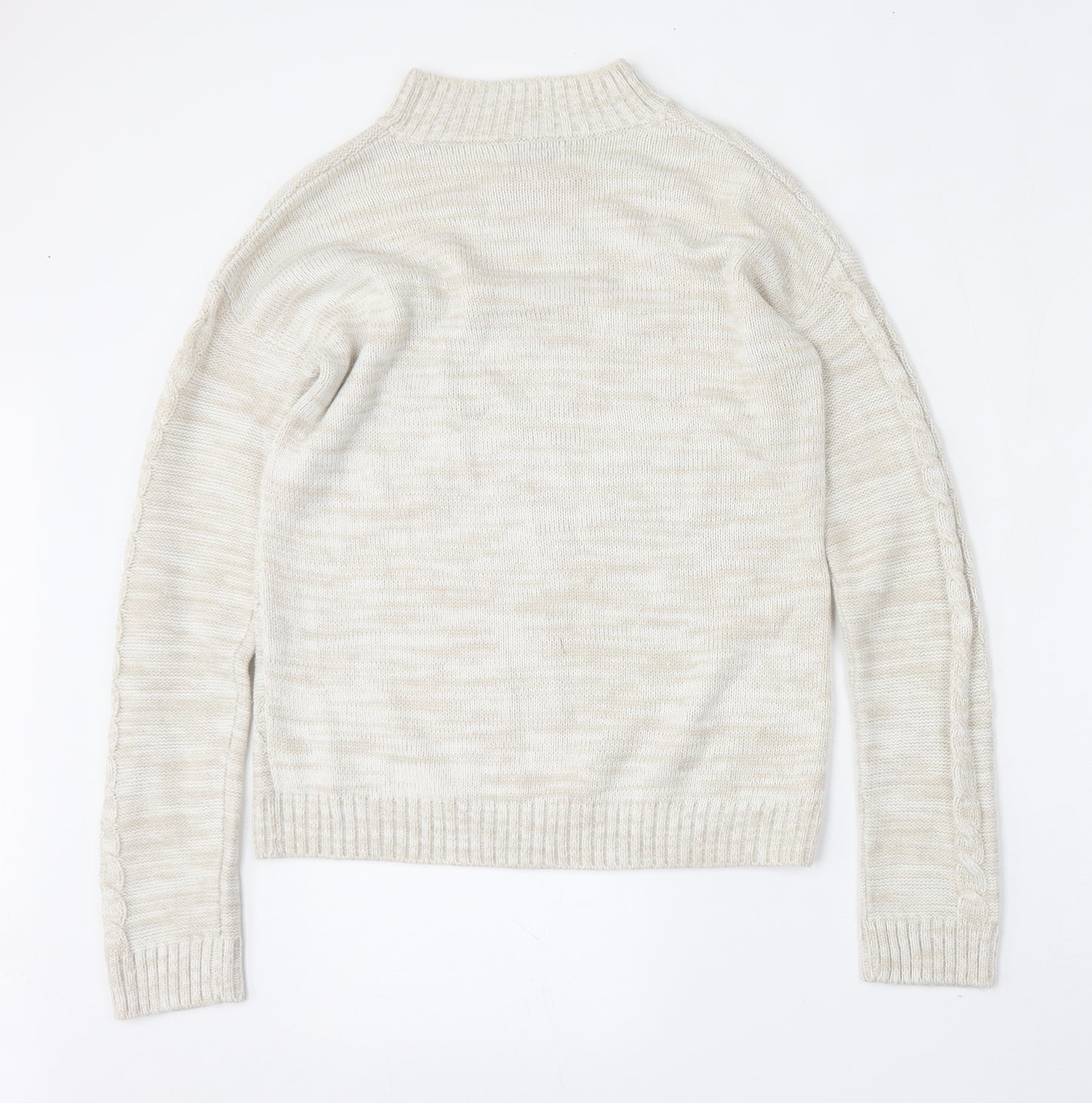 Matalan Womens Beige Round Neck  Acrylic Pullover Jumper Size S