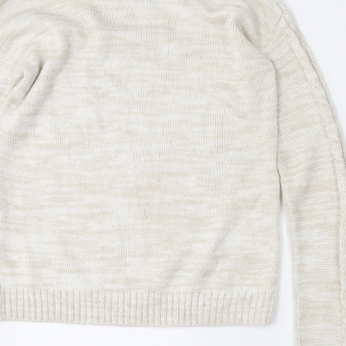 Matalan Womens Beige Round Neck  Acrylic Pullover Jumper Size S