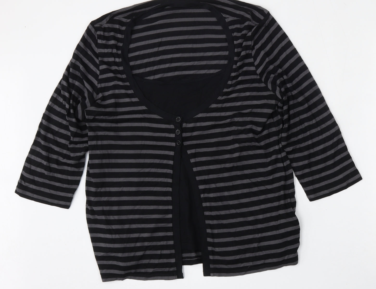 Marks and Spencer Womens Multicoloured Round Neck Striped Viscose Cardigan Jumper Size 18