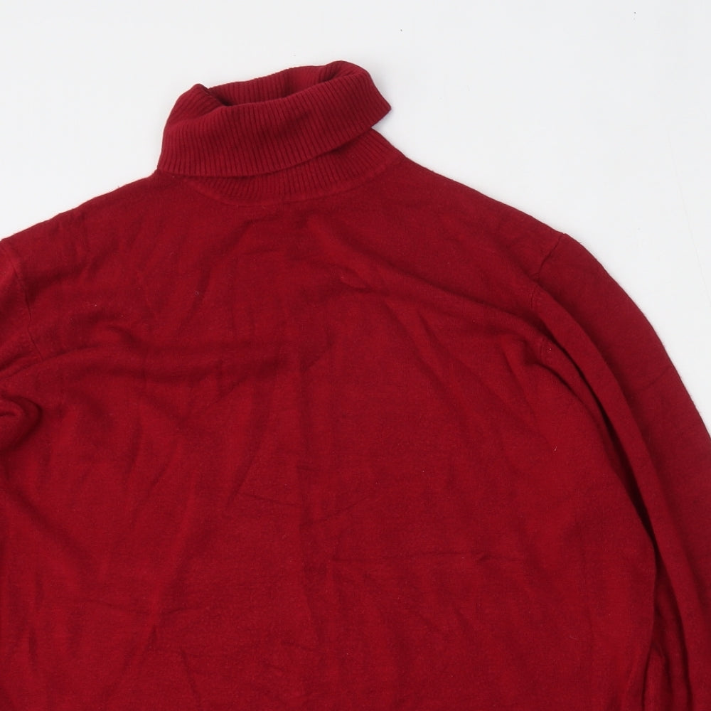 Bonmarché Womens Red Roll Neck  Viscose Pullover Jumper Size L