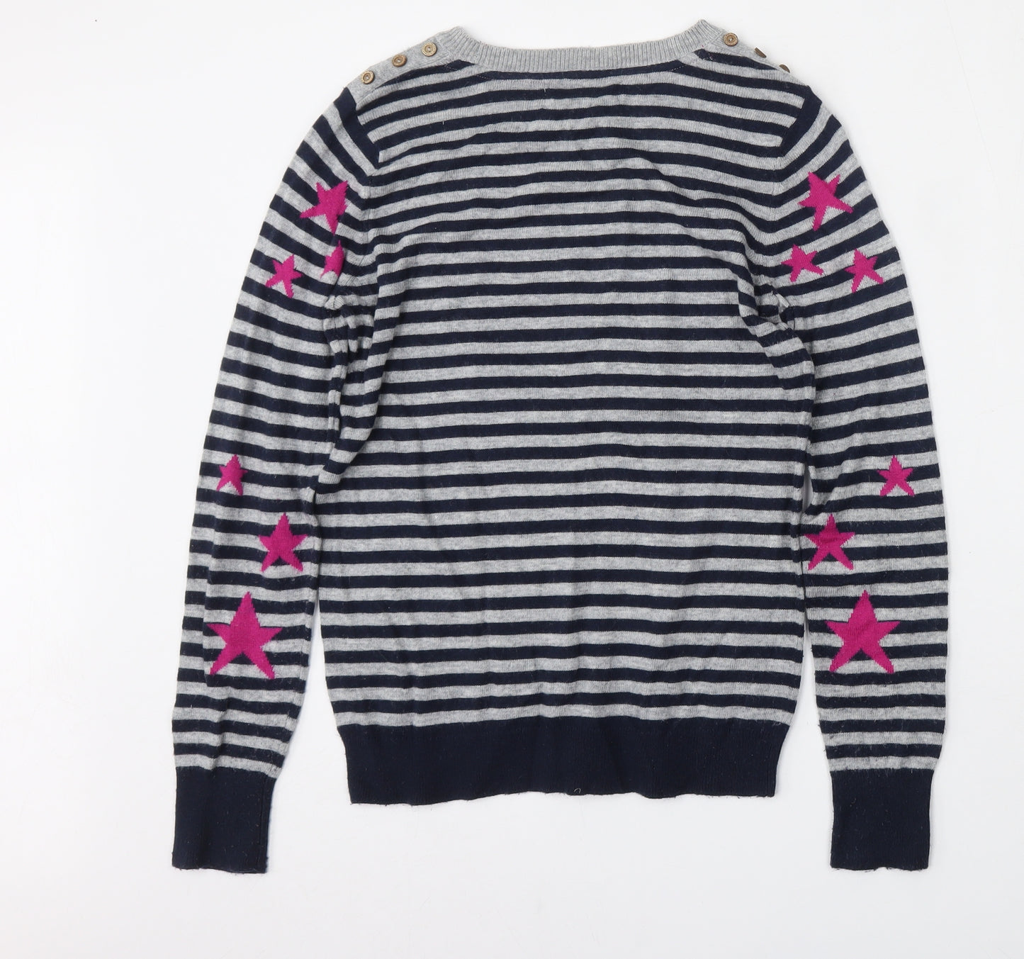 Maine Womens Multicoloured Round Neck Striped Polyester Pullover Jumper Size 10