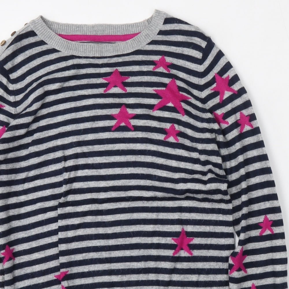 Maine Womens Multicoloured Round Neck Striped Polyester Pullover Jumper Size 10