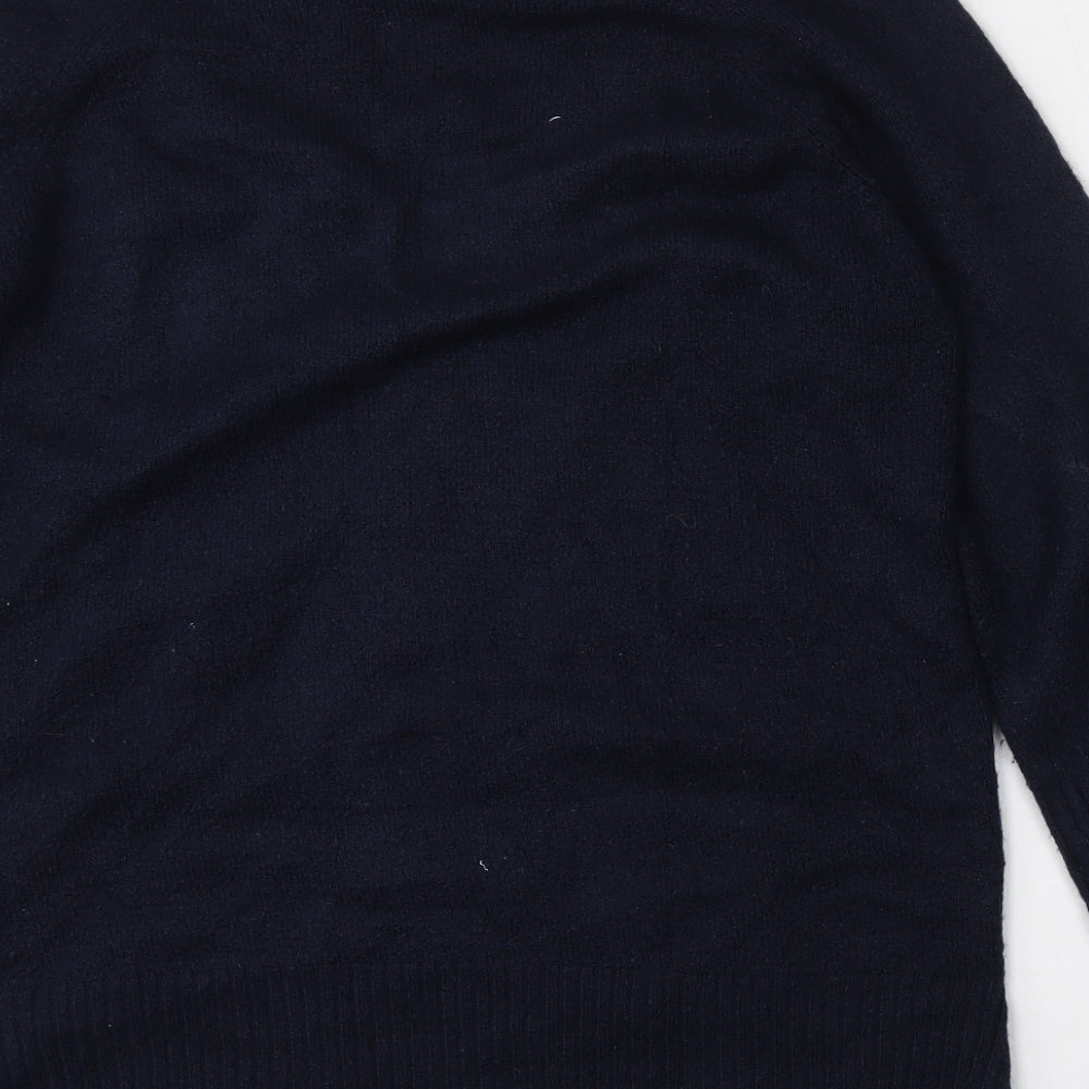 George Womens Blue V-Neck  Acrylic Cardigan Jumper Size L
