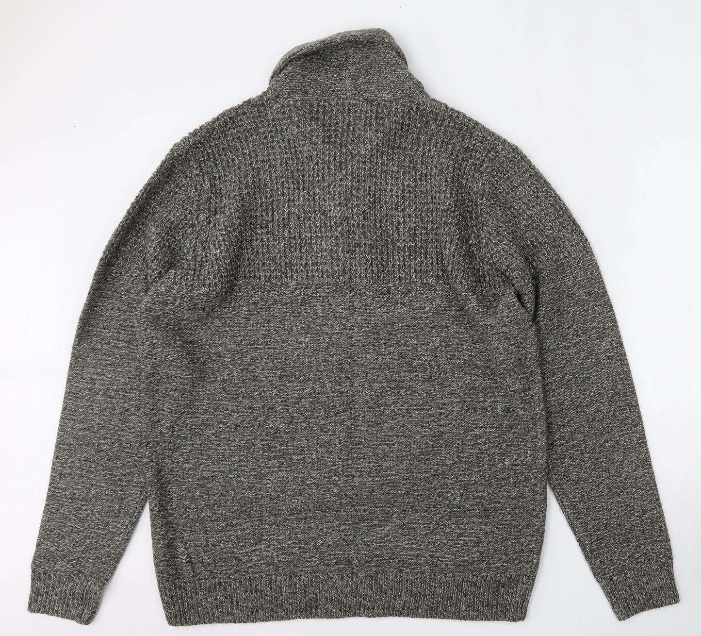 TU Mens Grey Mock Neck  Acrylic Pullover Jumper Size XL