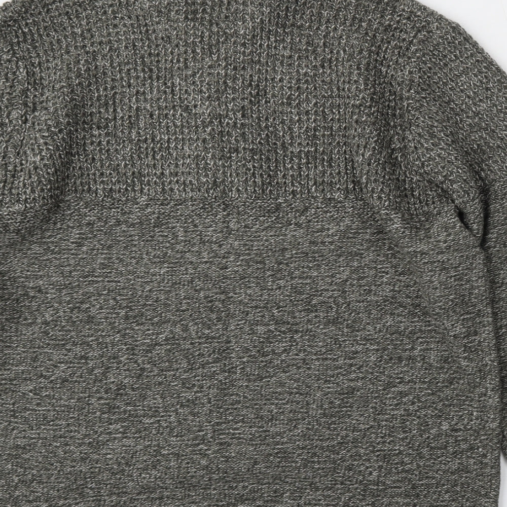 TU Mens Grey Mock Neck  Acrylic Pullover Jumper Size XL