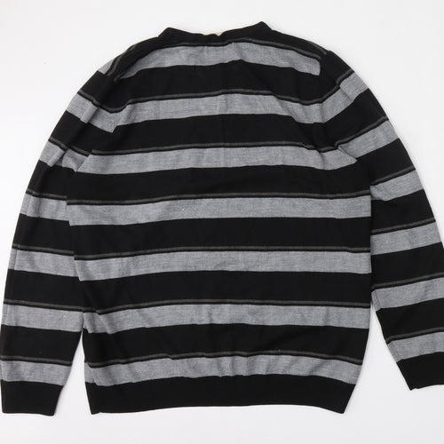 Burton Mens Multicoloured V-Neck Striped Acrylic Pullover Jumper Size XL