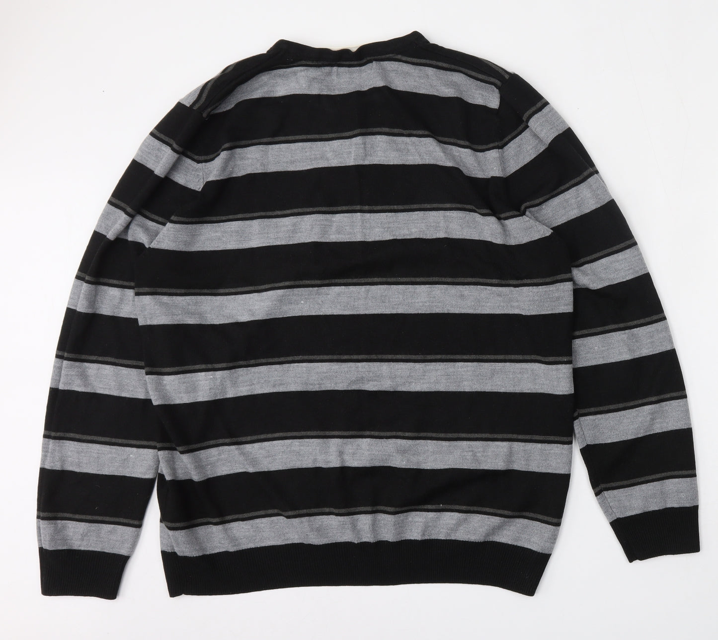 Burton Mens Multicoloured V-Neck Striped Acrylic Pullover Jumper Size XL