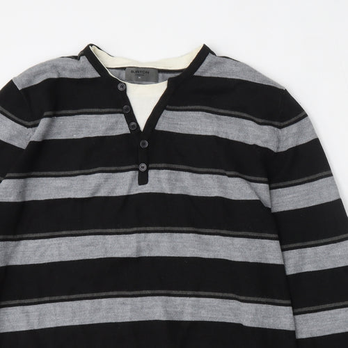 Burton Mens Multicoloured V-Neck Striped Acrylic Pullover Jumper Size XL