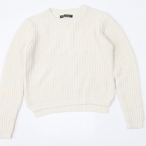 Select Womens Beige Round Neck  Acrylic Pullover Jumper Size 10