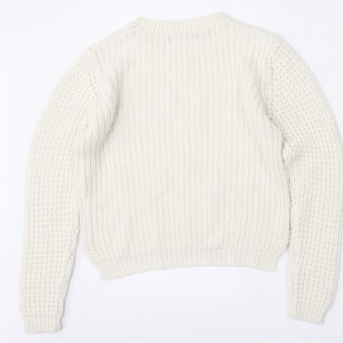 Select Womens Beige Round Neck  Acrylic Pullover Jumper Size 10