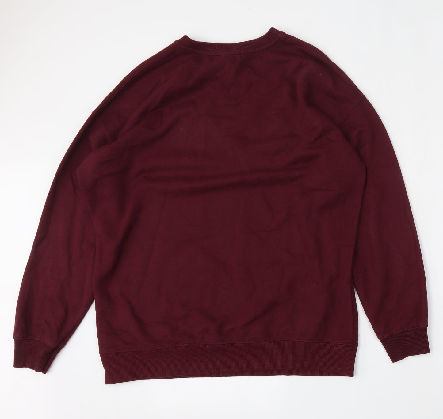 New Look Womens Red  Cotton Pullover Sweatshirt Size M