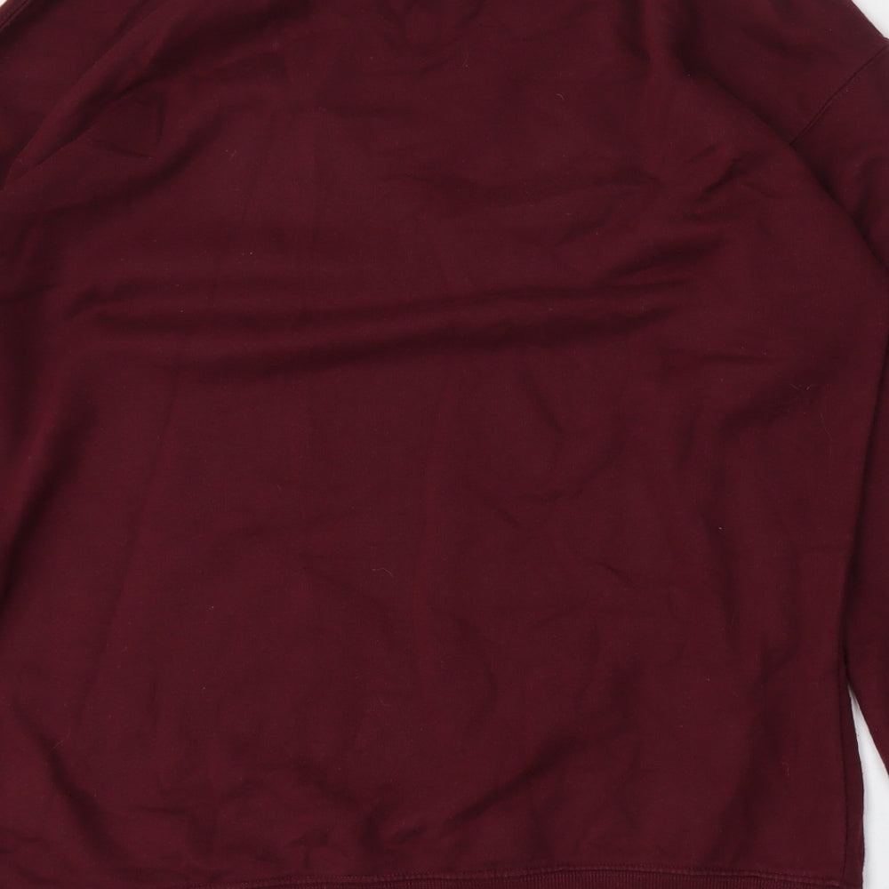 New Look Womens Red  Cotton Pullover Sweatshirt Size M