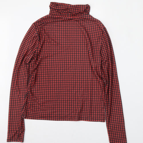 Primark Womens Multicoloured Roll Neck Houndstooth Polyester Pullover Jumper Size 10