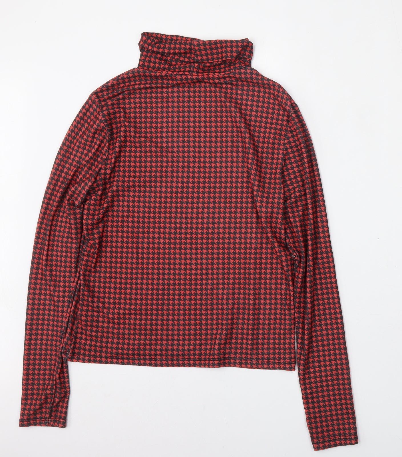 Primark Womens Multicoloured Roll Neck Houndstooth Polyester Pullover Jumper Size 10